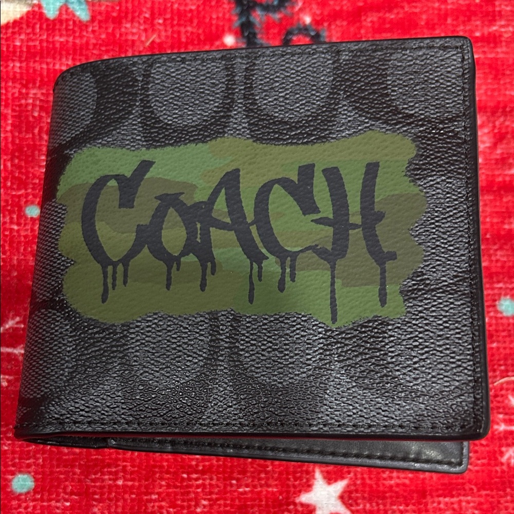 Coach Black and Olive Drip Design Wallet